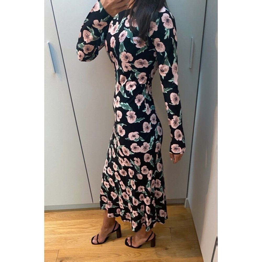 NWT Zara Long Floral Print Dress XS - Picture 2 of 7